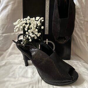 New Direction Black Snake Skin Dressy Heels, Size 10